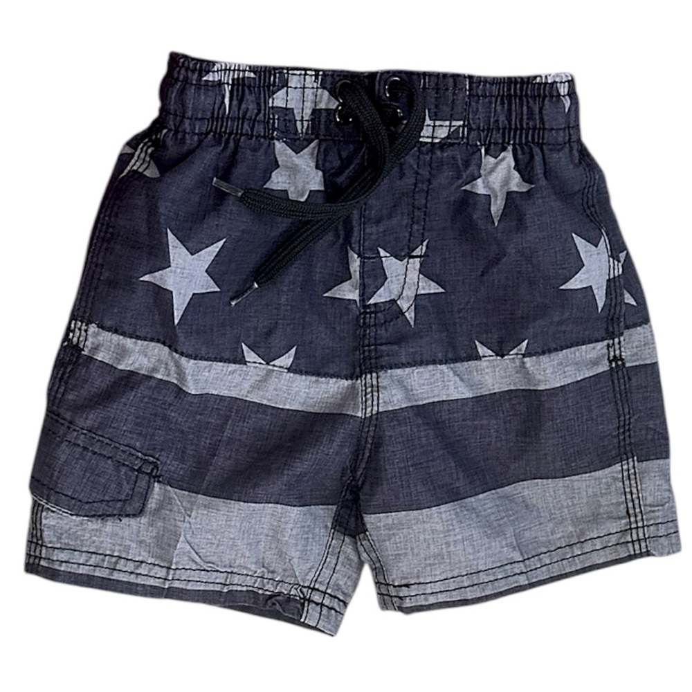 Kanu Surf Toddler American Flag Swim Trunks Gray Black Size 2T